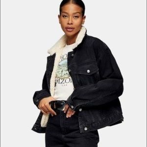 TOPSHOP  lined collar black denim jacket